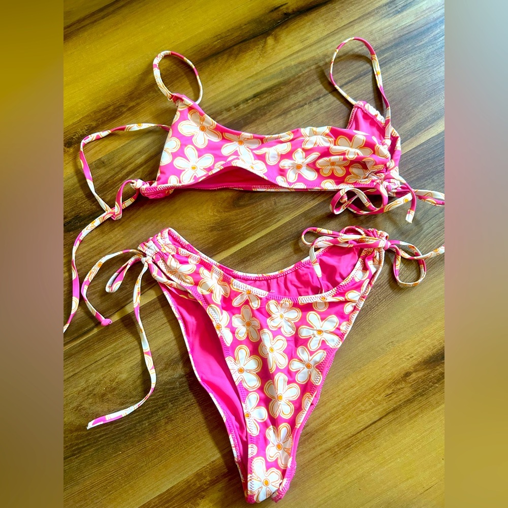 LA Hearts Pink Floral Bikini